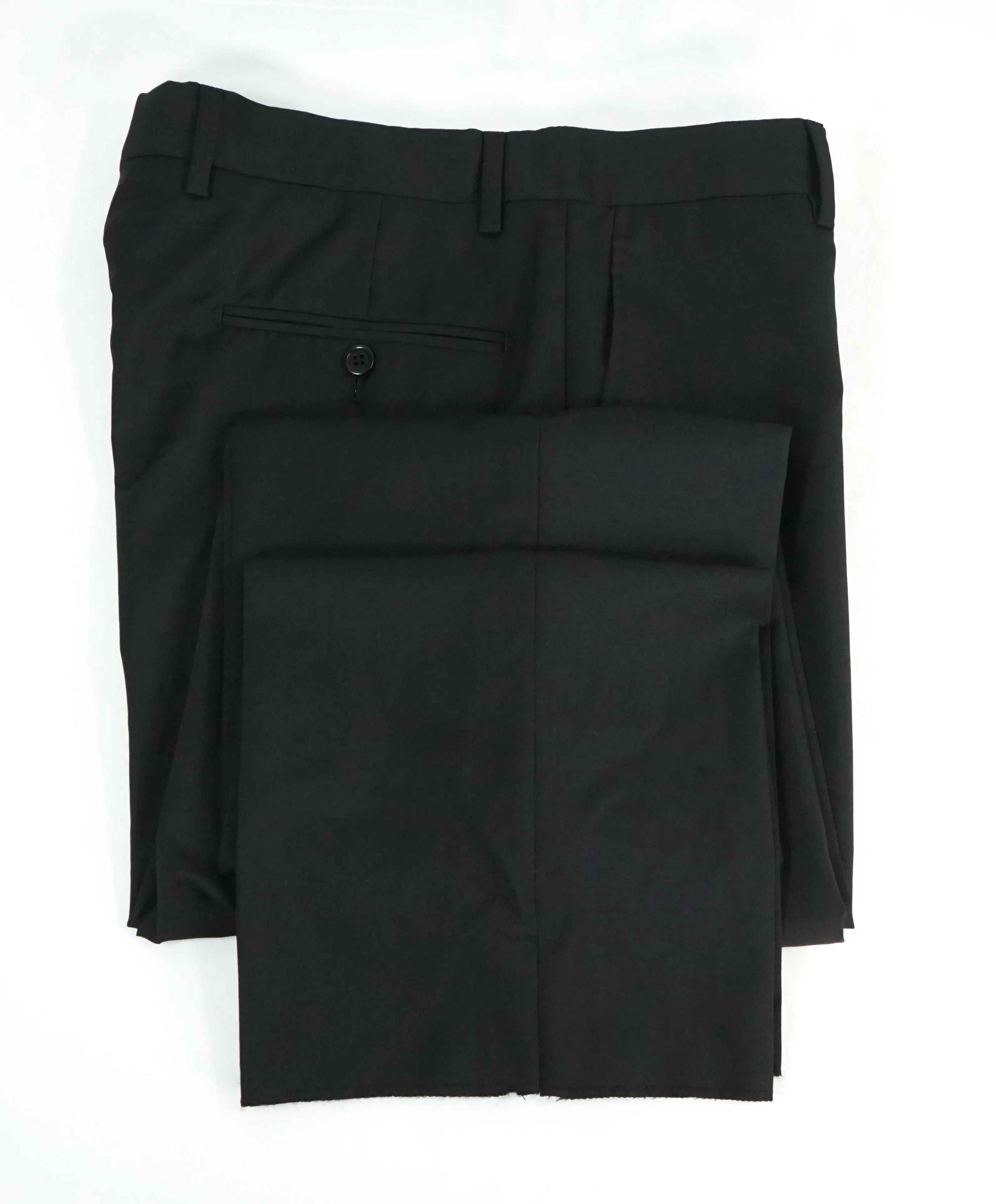 SAKS FIFTH AVE -Black Wool & Silk MADE IN ITALY Flat Front Dress Pants- 34W