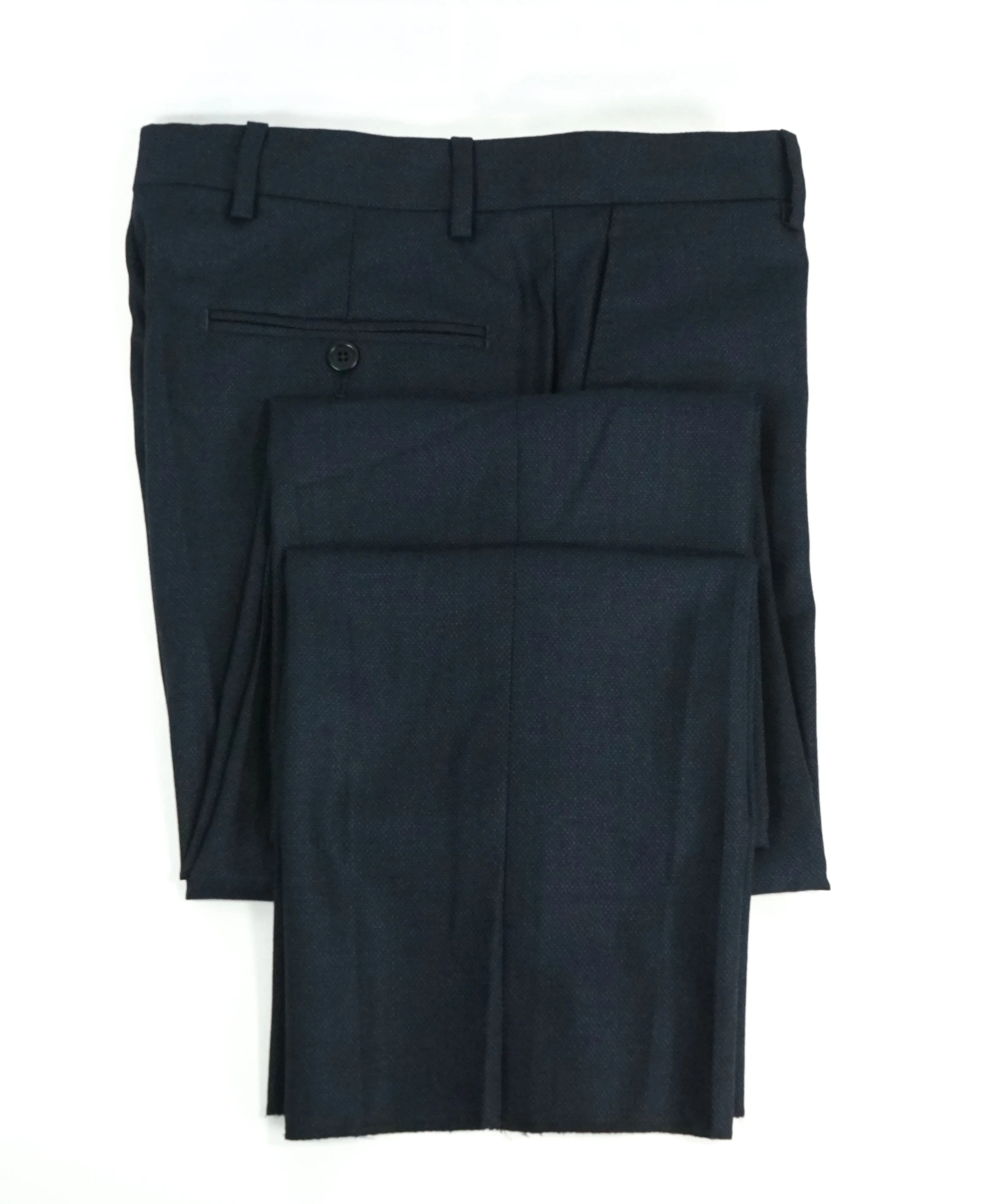 SAKS FIFTH AVE - Blue Birdseye Melange MADE IN ITALY Flat Front Dress Pants - 30W