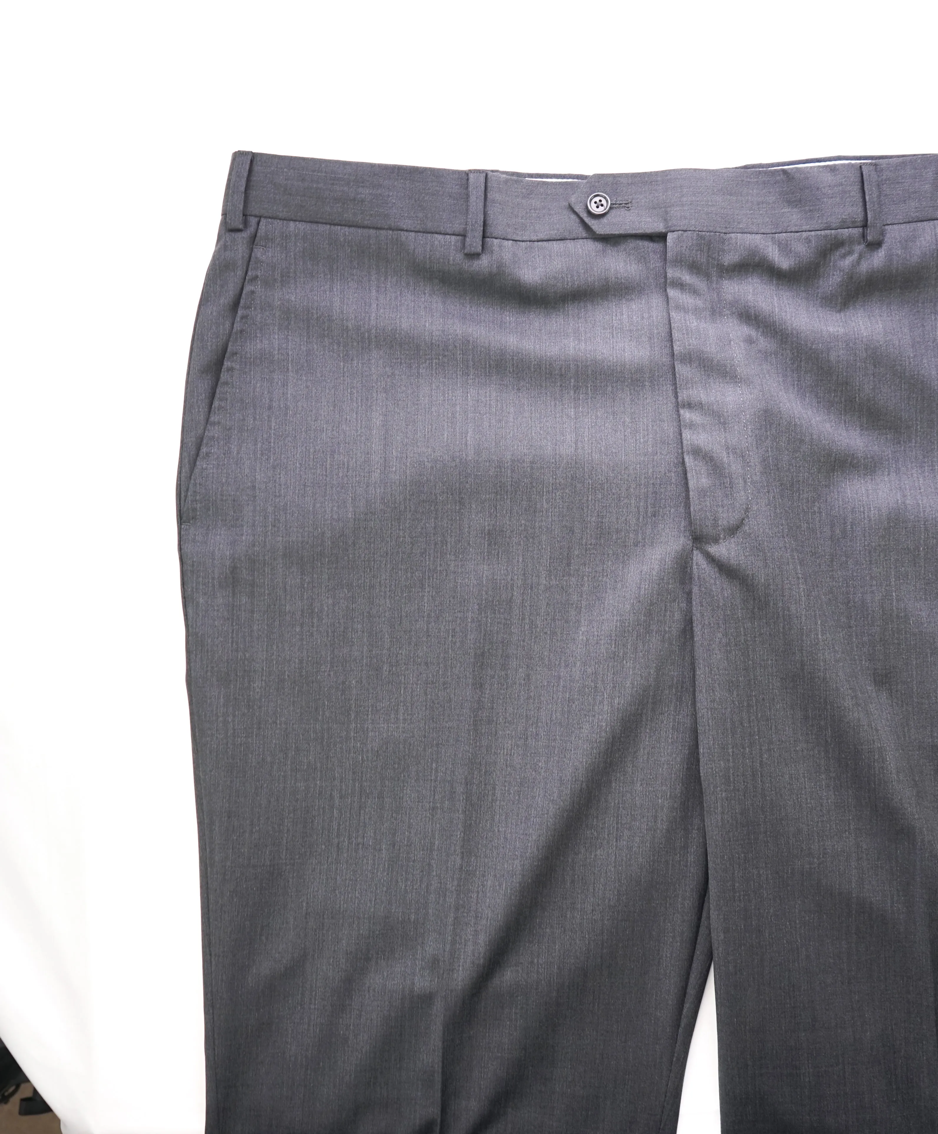 SAKS FIFTH AVE - Charcoal Wool & Silk MADE IN ITALY Flat Front Dress Pants -  42W