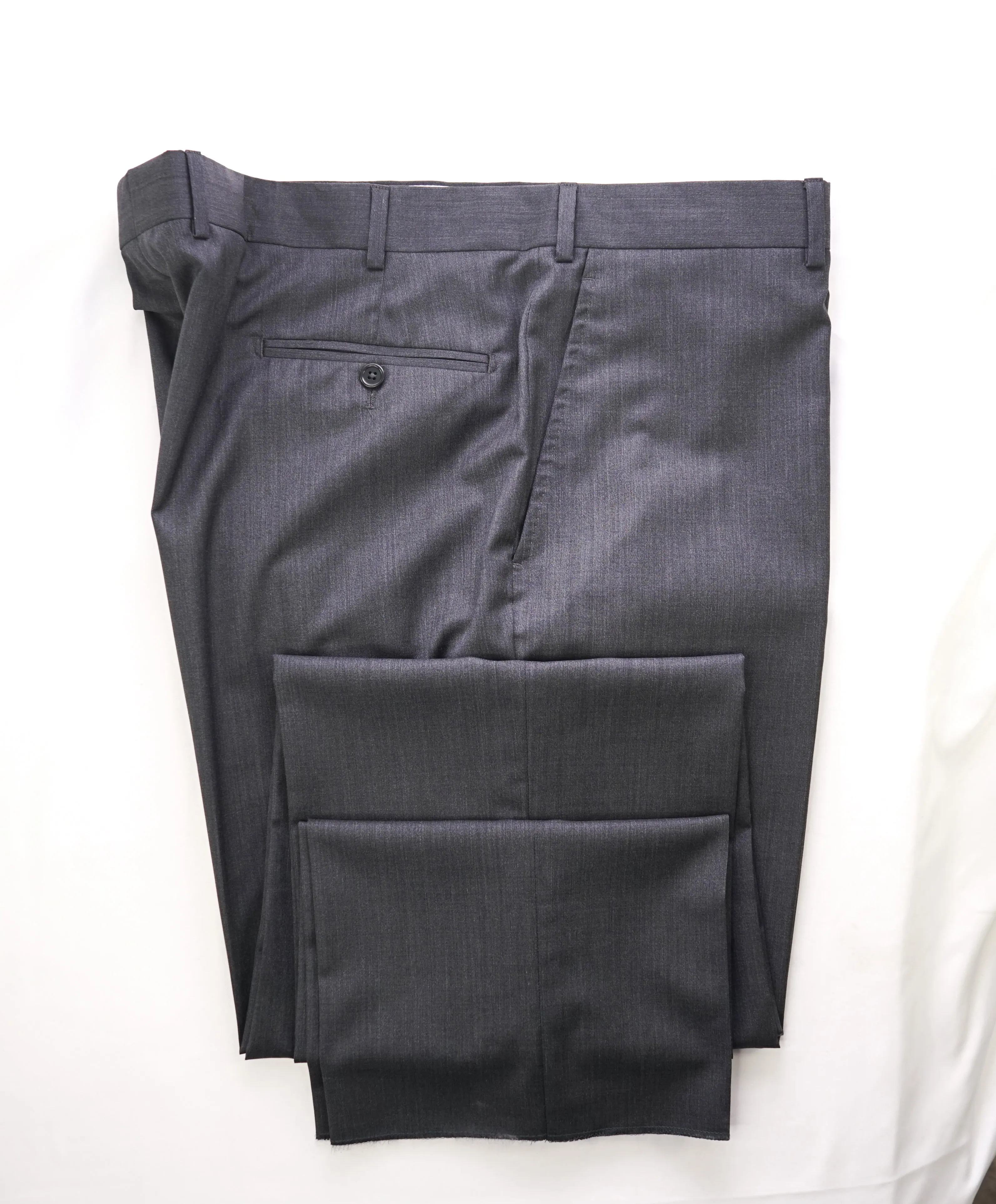 SAKS FIFTH AVE - Charcoal Wool & Silk MADE IN ITALY Flat Front Dress Pants -  42W