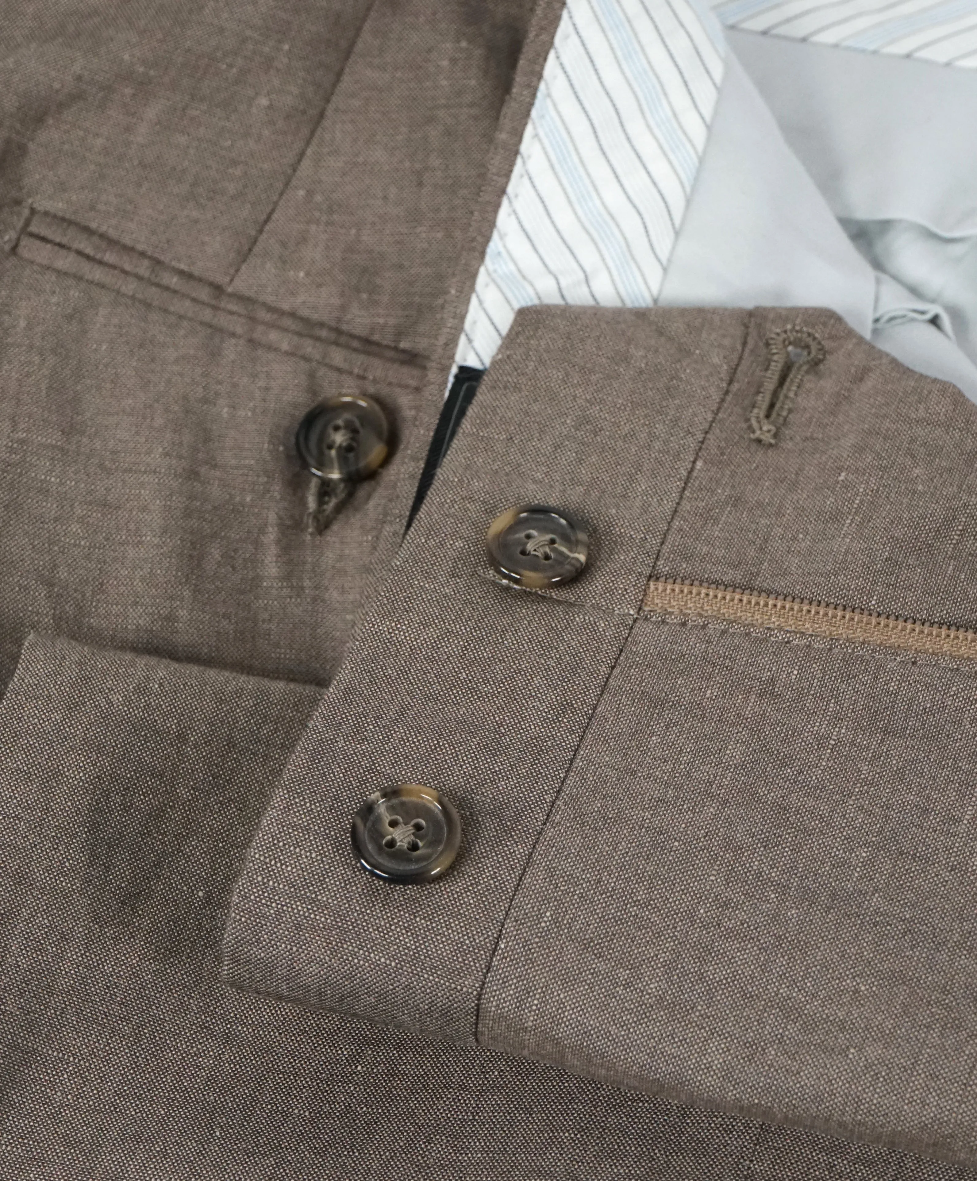 SAKS FIFTH AVE - Summer Blend Wool & Linen Flat Front Dress Pants - 32W