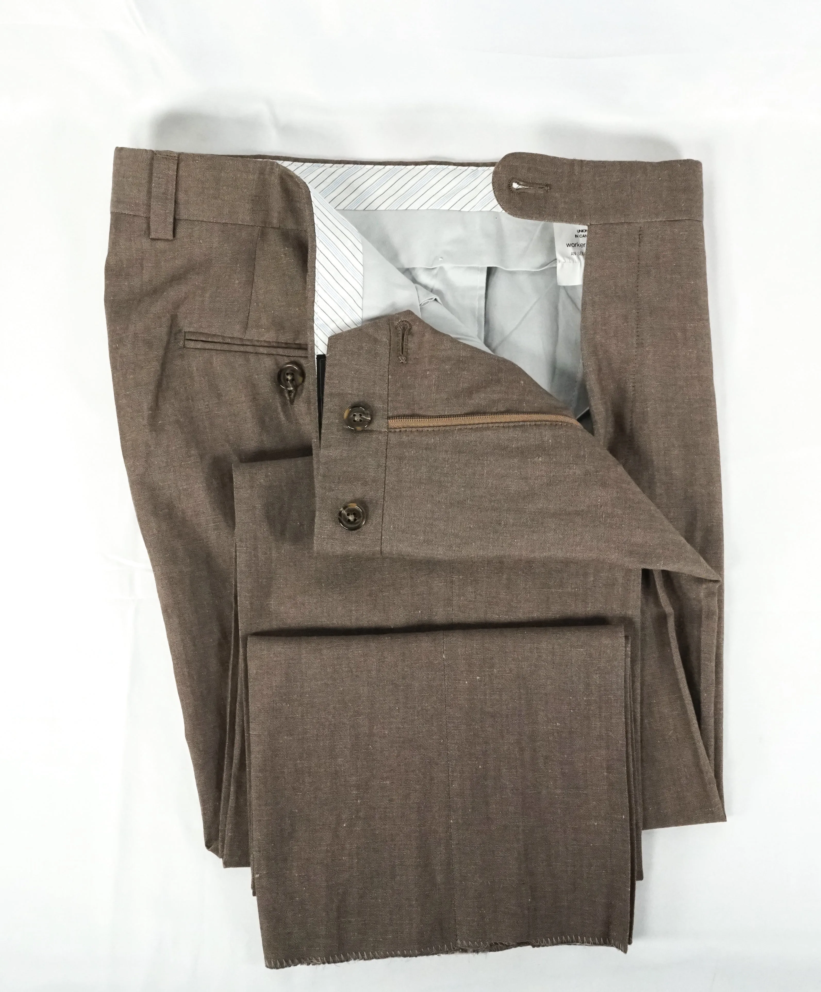 SAKS FIFTH AVE - Summer Blend Wool & Linen Flat Front Dress Pants - 32W