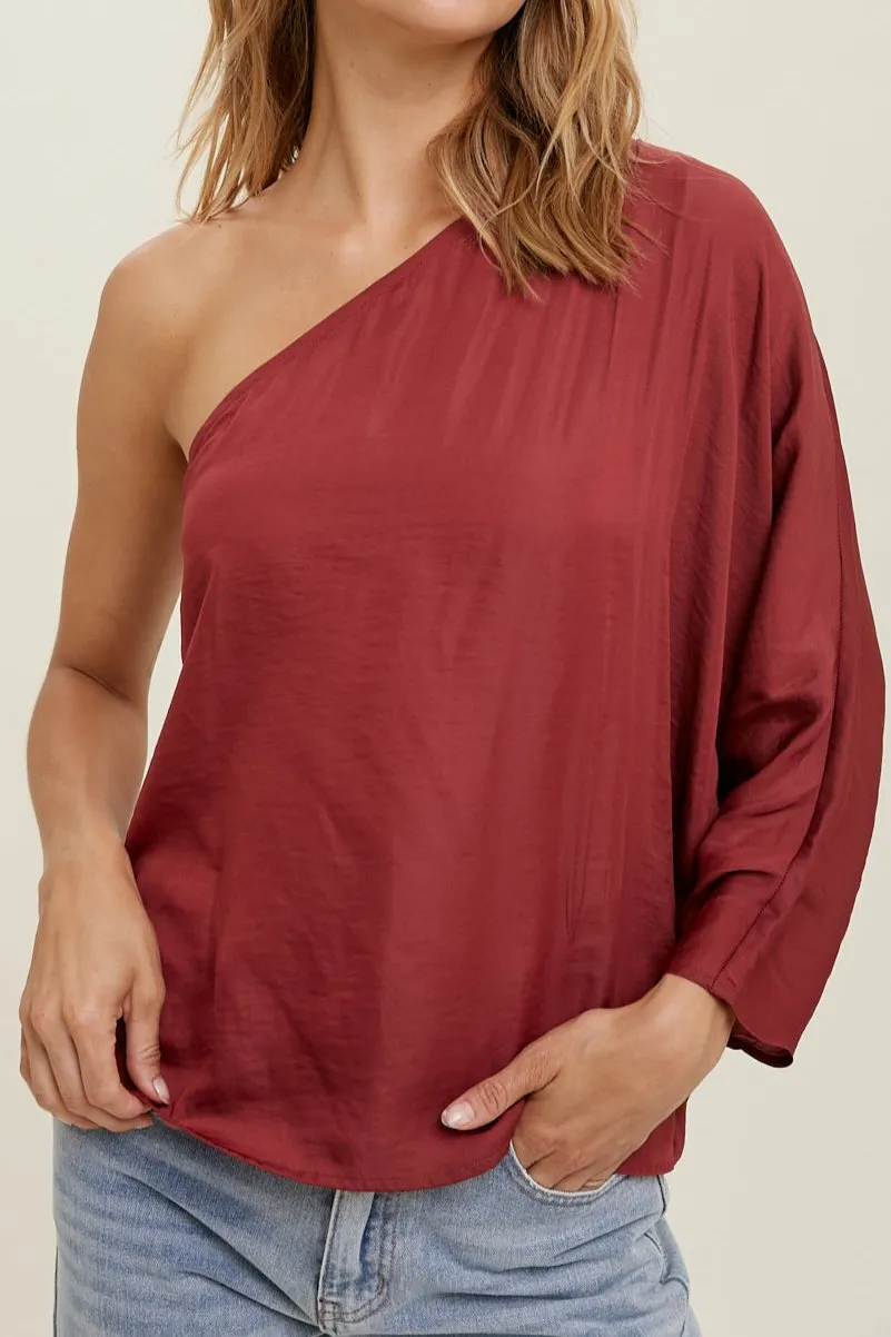 Satin One Shoulder Top