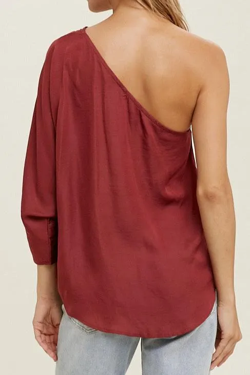 Satin One Shoulder Top