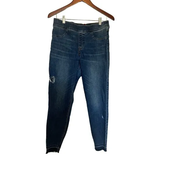 Spanx Distressed Jeggings Size L, Women's Denim Tummy Control Shapewear Jeans
