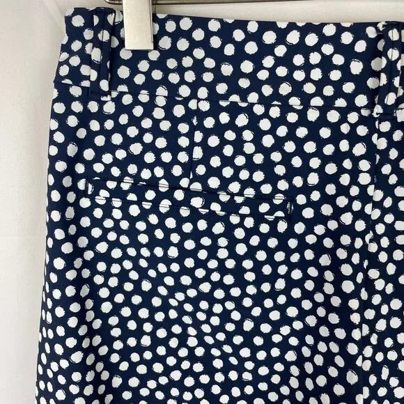 Spanx Sunshine Shorts 10&quot; Inseam Bermuda Blue White Polka Dots 50214R Size S
