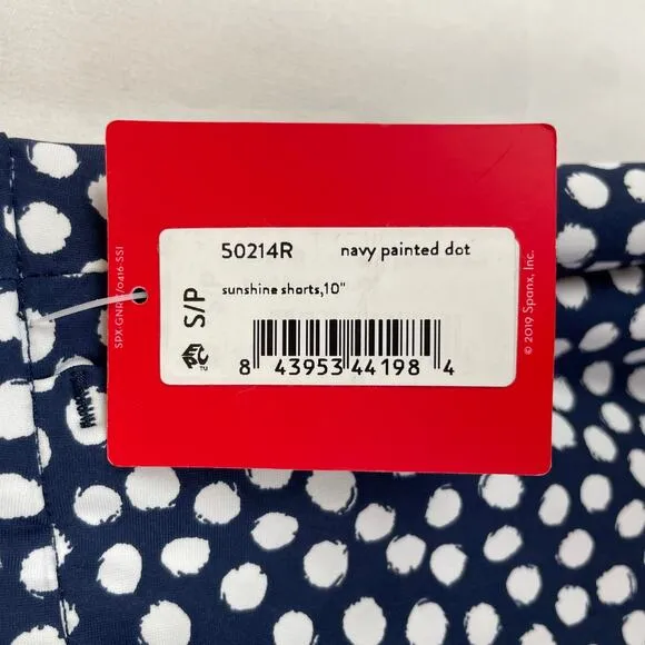 Spanx Sunshine Shorts 10&quot; Inseam Bermuda Blue White Polka Dots 50214R Size S