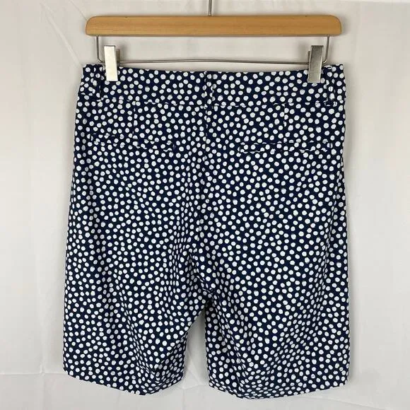 Spanx Sunshine Shorts 10&quot; Inseam Bermuda Blue White Polka Dots 50214R Size S