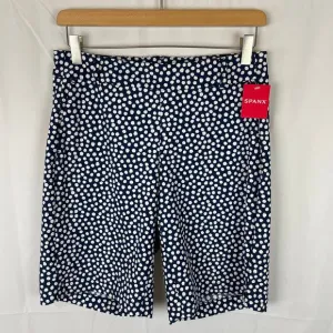 Spanx Sunshine Shorts 10&quot; Inseam Bermuda Blue White Polka Dots 50214R Size S
