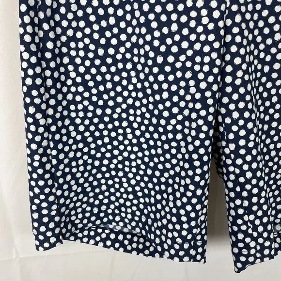 Spanx Sunshine Shorts 10&quot; Inseam Bermuda Blue White Polka Dots 50214R Size S
