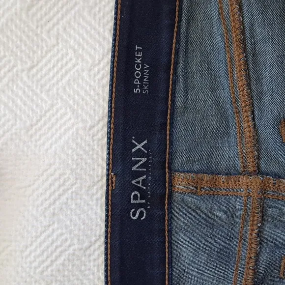 Spanx‎ Womens Classic 5-Pocket High-Rise Skinny Straight Dark Wash Jeans 32