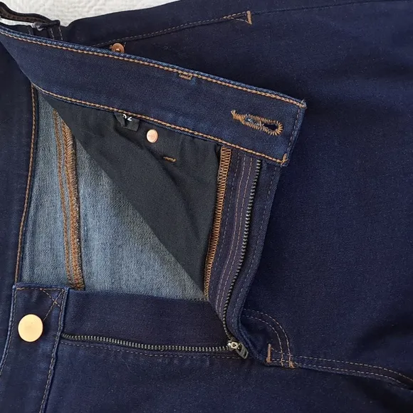 Spanx‎ Womens Classic 5-Pocket High-Rise Skinny Straight Dark Wash Jeans 32