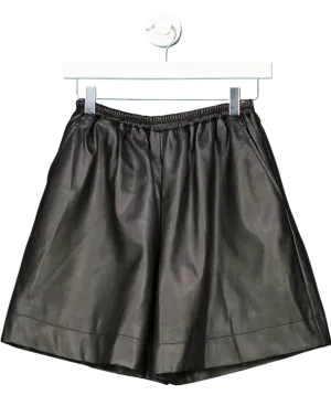 Staud Black Vegan Leather Bermuda Shorts UK 6