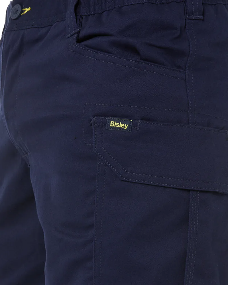 Stretch Cotton Elastic Waist Cargo Short - Navy