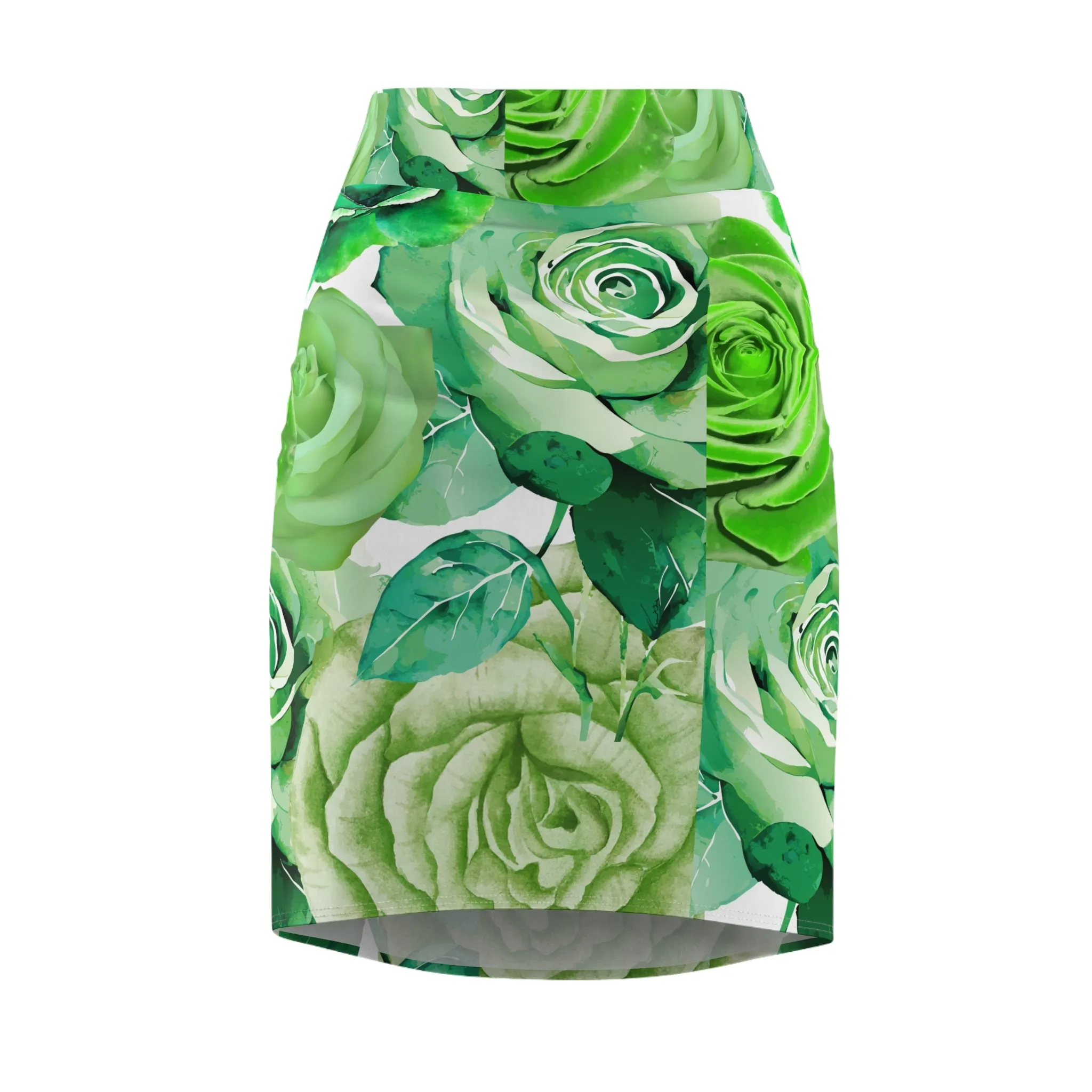 SUPREMEMATHEMATICS GREEN ROSES PENCIL SKIRT