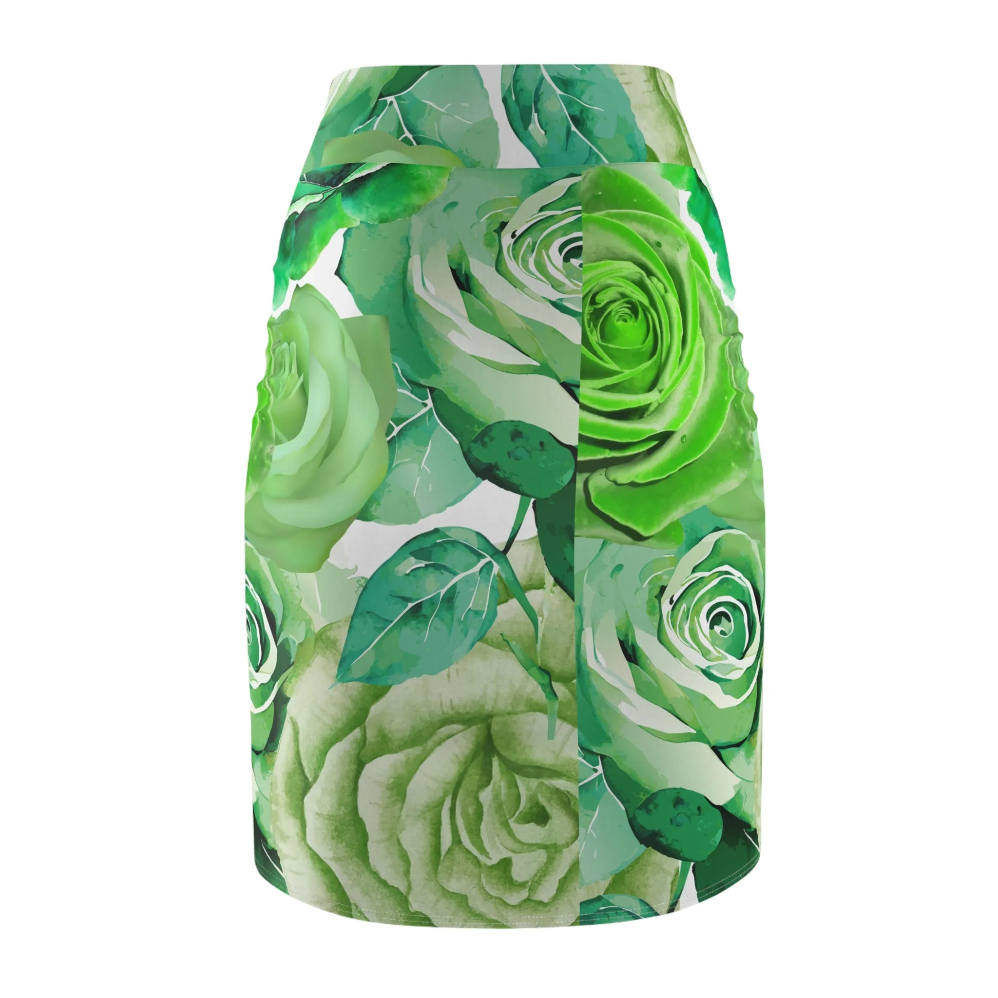 SUPREMEMATHEMATICS GREEN ROSES PENCIL SKIRT