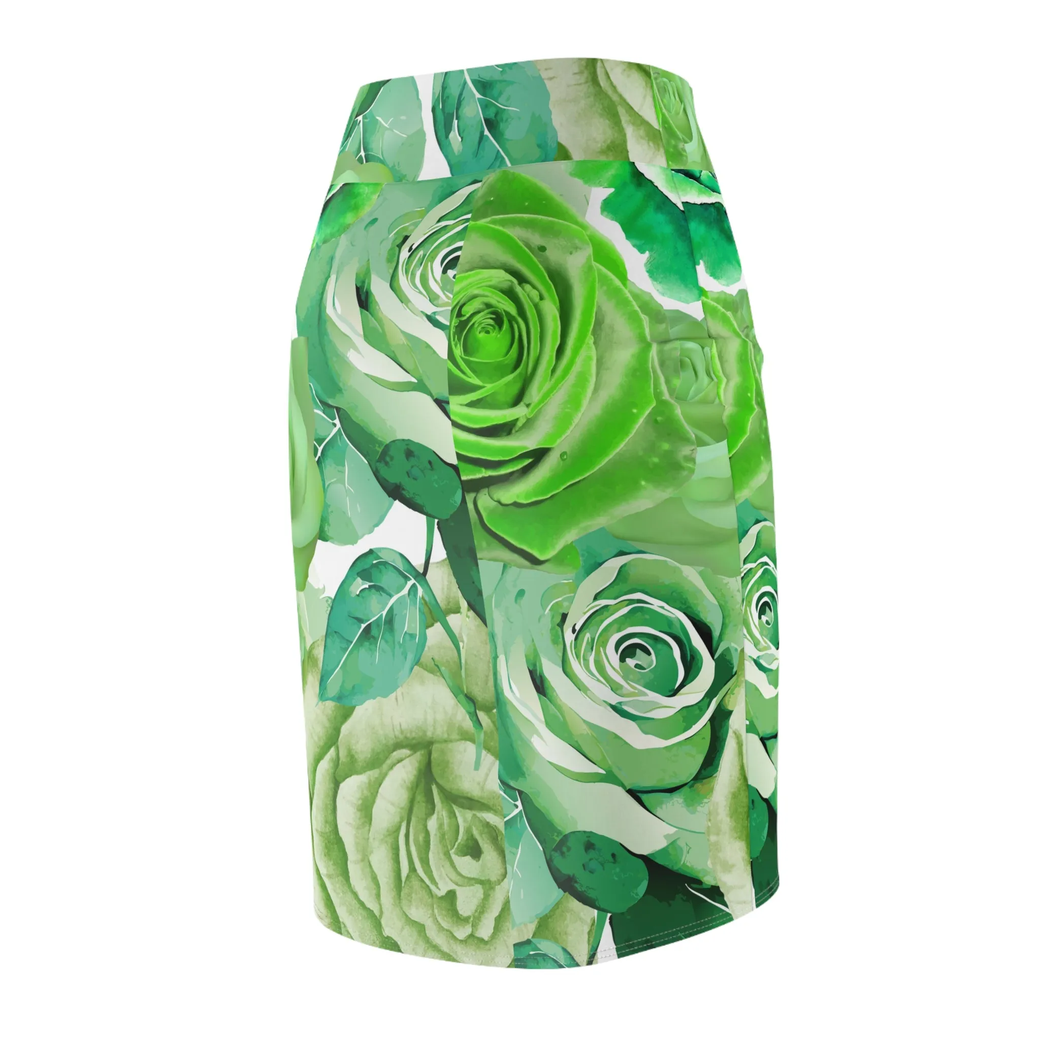 SUPREMEMATHEMATICS GREEN ROSES PENCIL SKIRT