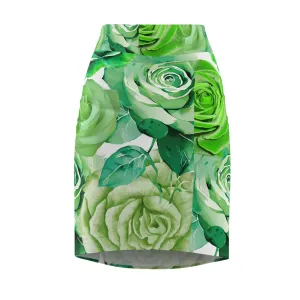 SUPREMEMATHEMATICS GREEN ROSES PENCIL SKIRT