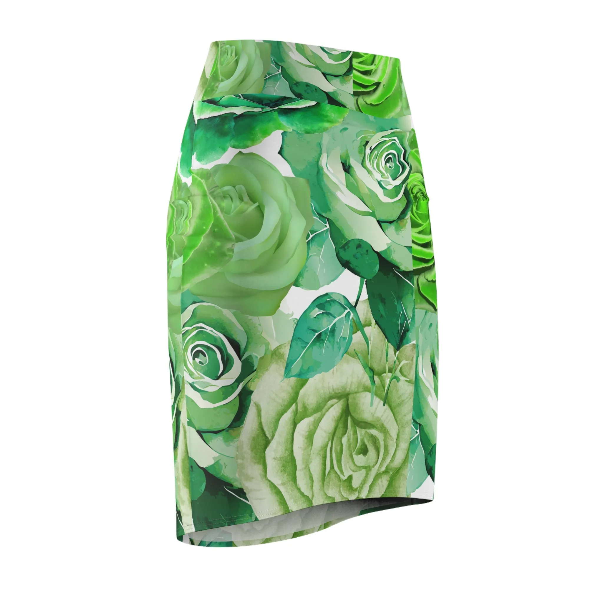 SUPREMEMATHEMATICS GREEN ROSES PENCIL SKIRT