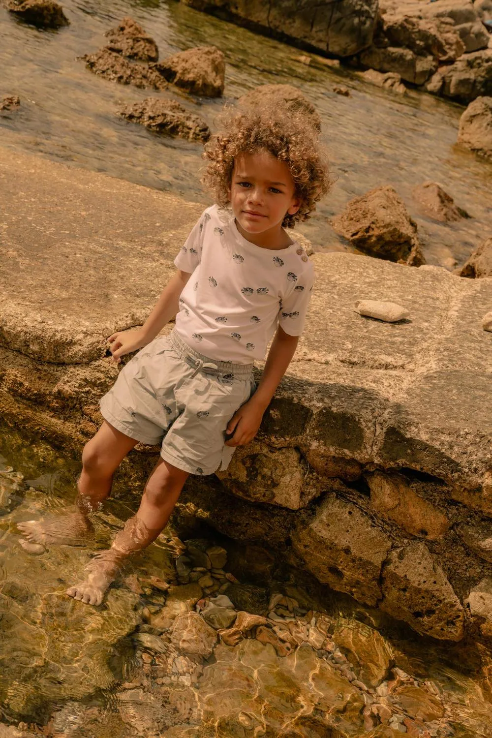 T-Shirt de Bain Anti-UV à Manches Courtes Rio Poisson Boule Blanc