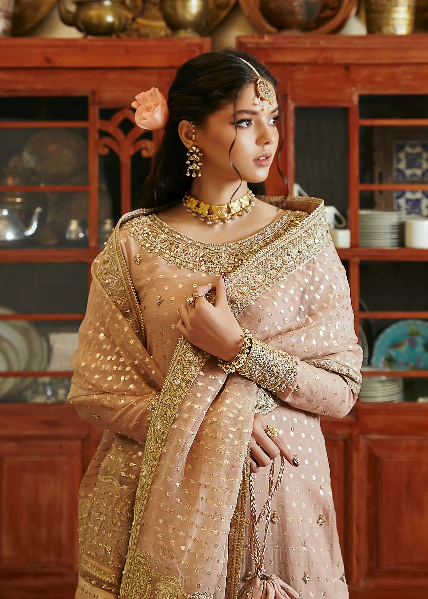 Tea Pink Kameez Trouser Dupatta Pakistani Wedding Dress