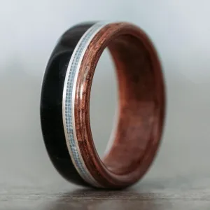 The Coast Guard | Men's Teak Wood Wedding Band with Coast Guard Uniform & Dual Metal Inlays