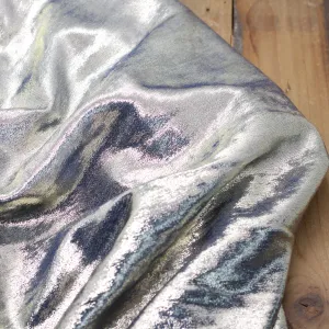 Tissu Satin denim irisé- Bleu/Or doré (Vendu x10cm)
