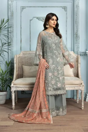 Traditional Dress Pakistani in Light Grey Shade #PF291