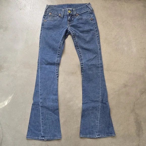 TRUE RELIGION JOEY Mid-rise Bootcut Flare Denim Blue Jeans Size 26