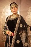Velvet Pishwas Dress Pakistani in Black Color #PF307