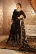 Velvet Pishwas Dress Pakistani in Black Color #PF307