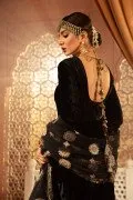 Velvet Pishwas Dress Pakistani in Black Color #PF307