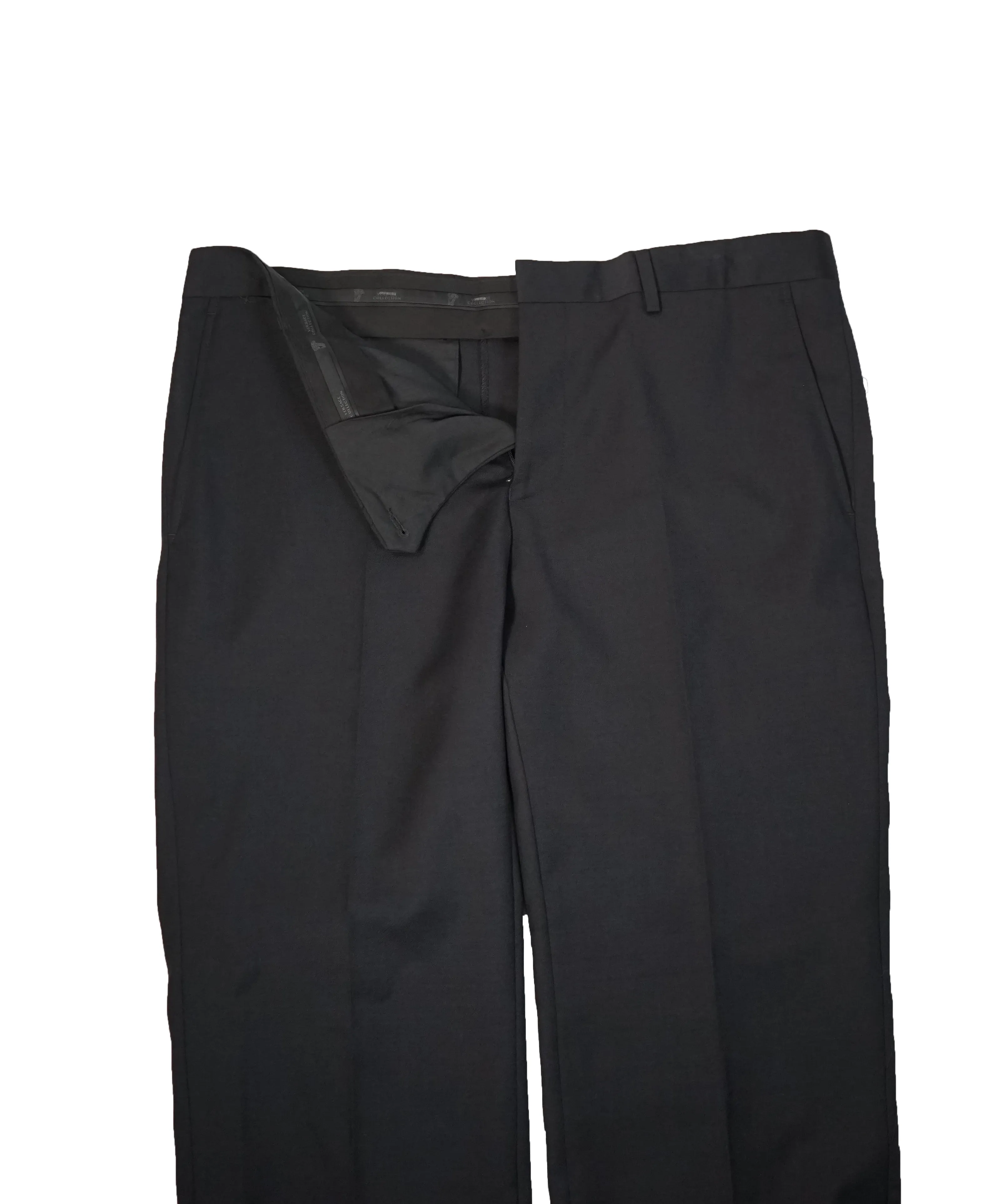 VERSACE COLLECTION - Flat Front Solid Black Dress Pants - 35W
