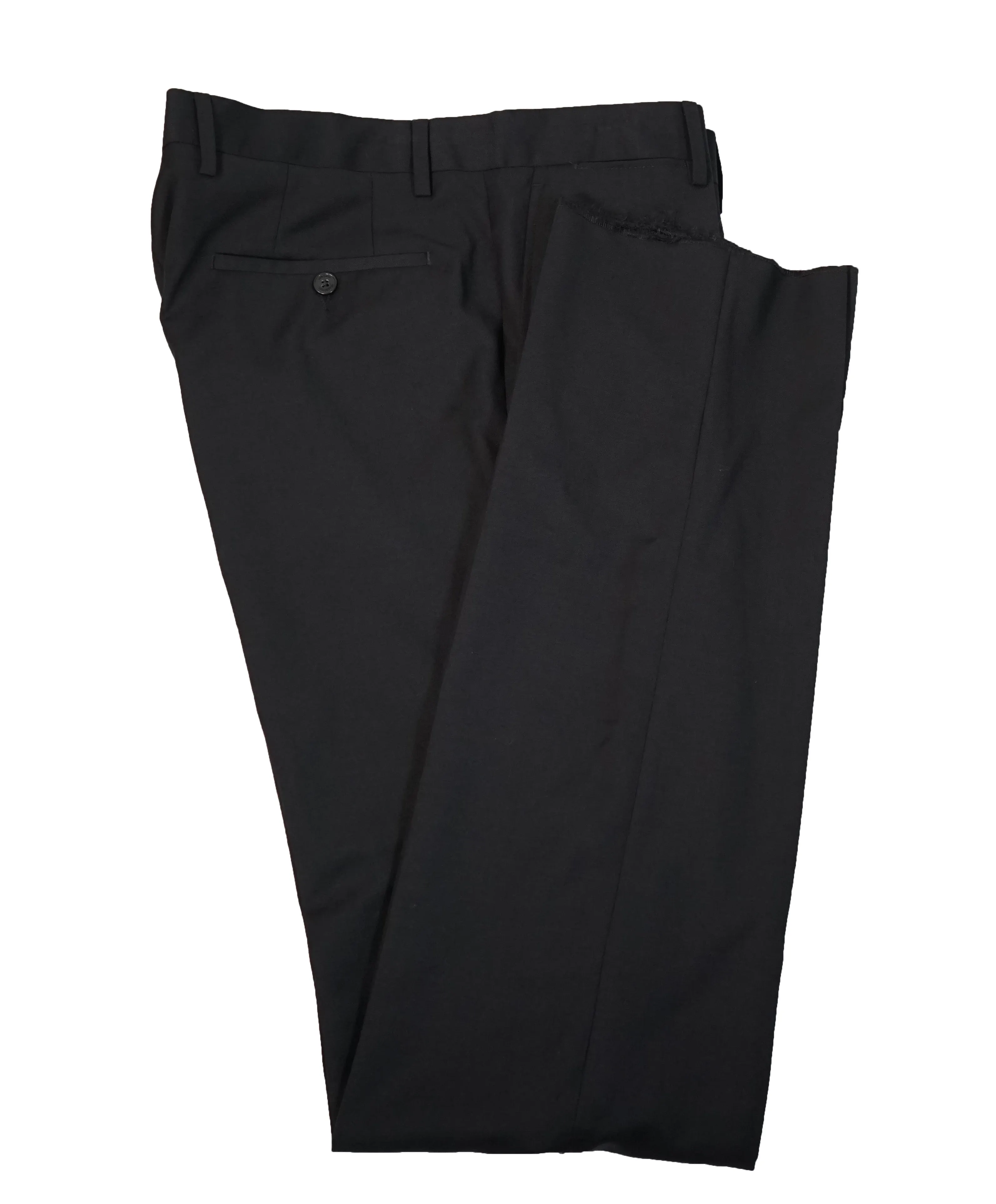 VERSACE COLLECTION - Flat Front Solid Black Dress Pants - 35W