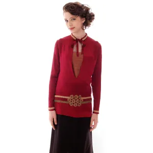 Vintage Blouse 1920s Claret Satin Dropped Waist Flapper Style 32" Bust Small