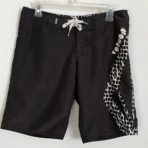 Volcom Miss Mod Black &amp; White Bermuda Trunk Surf Board Shorts Size 7