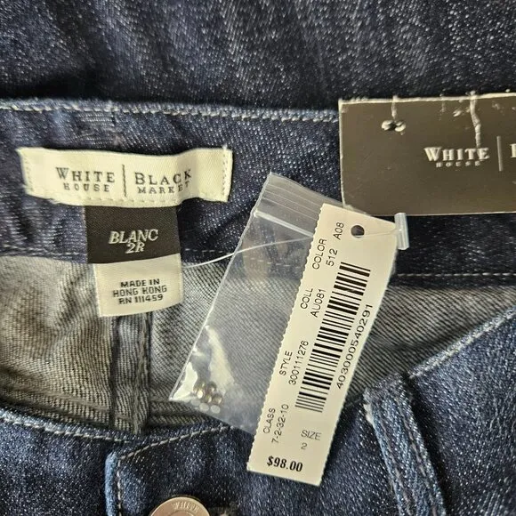 White House Black Market Womens Blanc 2R Universal Fit Bootcut Blue Jeans Classy
