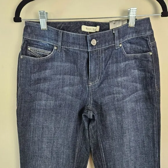 White House Black Market Womens Blanc 2R Universal Fit Bootcut Blue Jeans Classy
