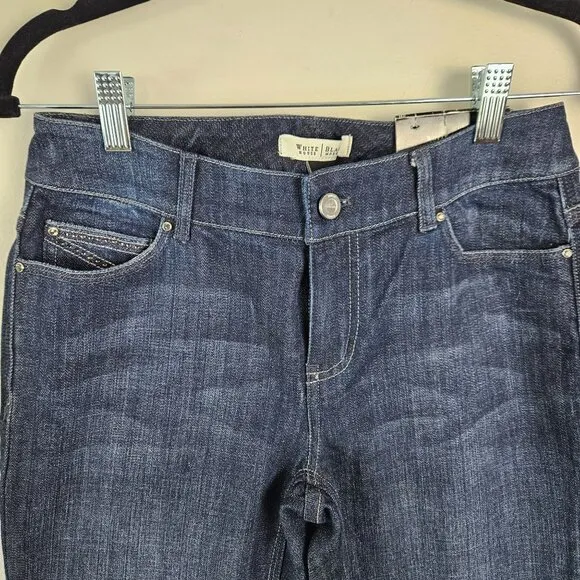 White House Black Market Womens Blanc 2R Universal Fit Bootcut Blue Jeans Classy