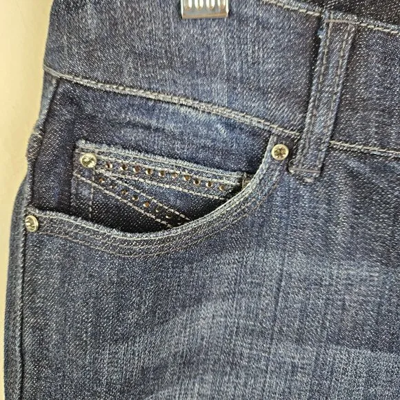 White House Black Market Womens Blanc 2R Universal Fit Bootcut Blue Jeans Classy