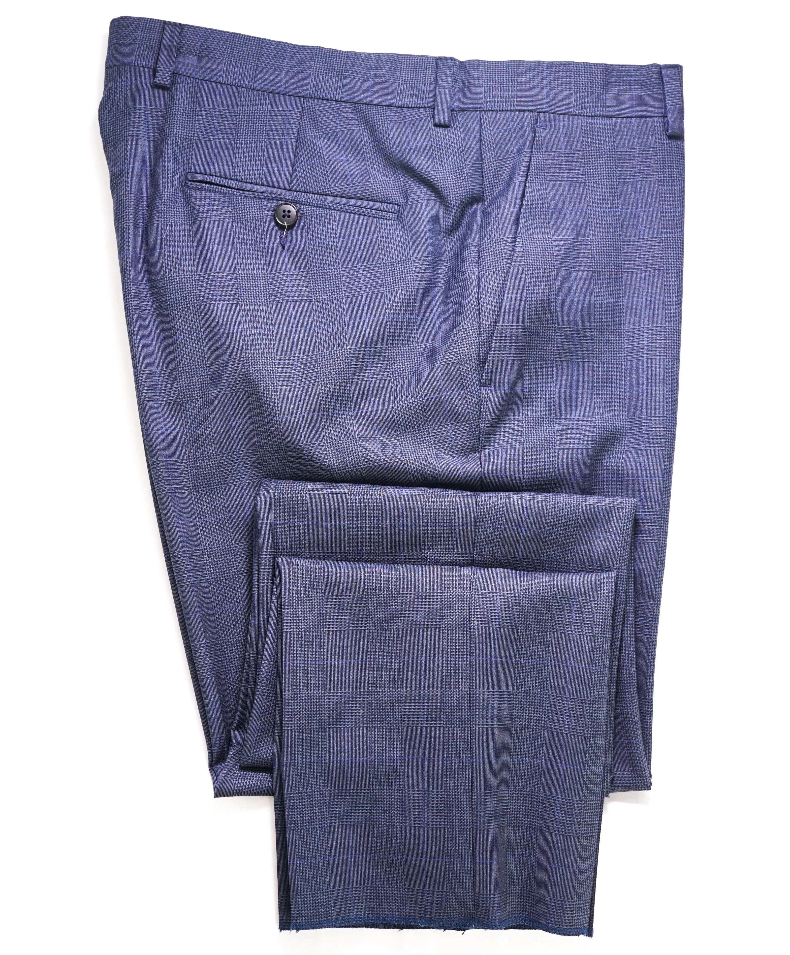 Z ZEGNA - Blue Check "SLIM" Flat Front Dress Pants - 32W