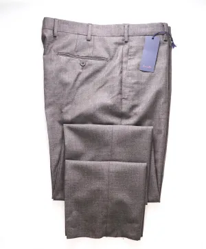 ZANELLA - Heather Brown Textured Flat Front Wool Dress Pants - 36W