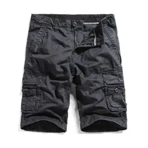 Zip Fly Pockets Straight Cargo Shorts - Charcoal Gray 34