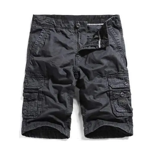 Zip Fly Pockets Straight Cargo Shorts - Charcoal Gray 34