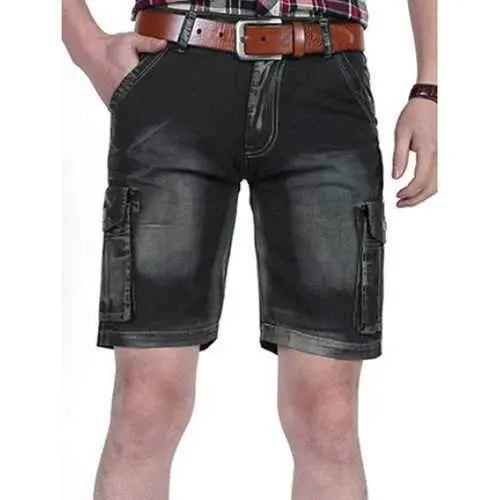Zip Fly Six-pocket Cargo Shorts - Black 32