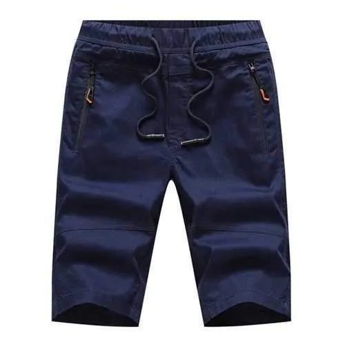 Zip Pockets Drawstring Waist Casual Shorts - Deep Blue S