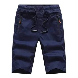 Zip Pockets Drawstring Waist Casual Shorts - Deep Blue S