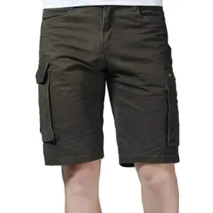 Zipper Fly Flap Pockets Letter Applique Cargo Shorts - Army Green 32